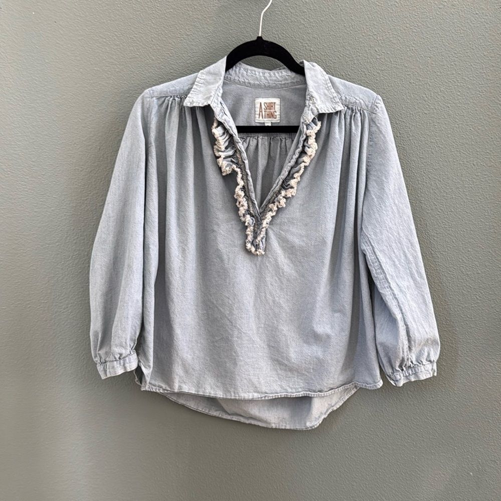 A Shirt Thing Celine Blouse Denim Indigo Size Petite Small